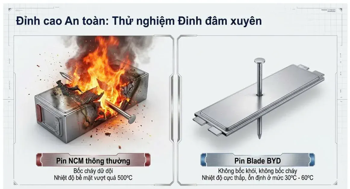 5 đặc tính an toàn và hiệu suất vượt trội của công nghệ Pin Blade BYD